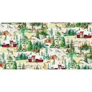 Fabric Editions 36" x 42" Cotton Outdoors Camping 1 Yard Precut Sewing and Craft
